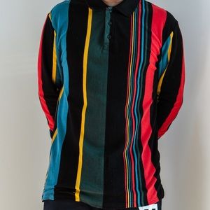 MENS long sleeve Polo Tee stripes